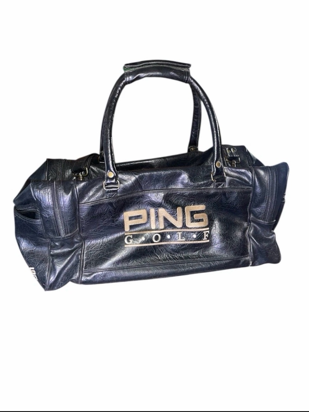 Ping Black Leather Golf Duffel bag 20x10x10